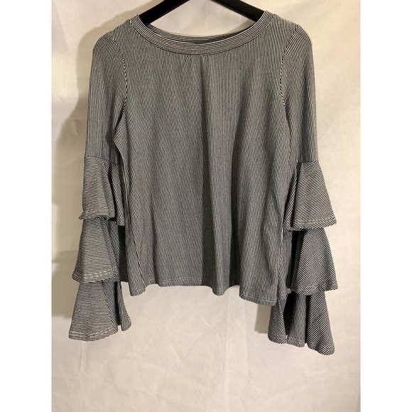 Long sleeve striped blouse with three tier sleeves Women size XS - Picture 9 of 11